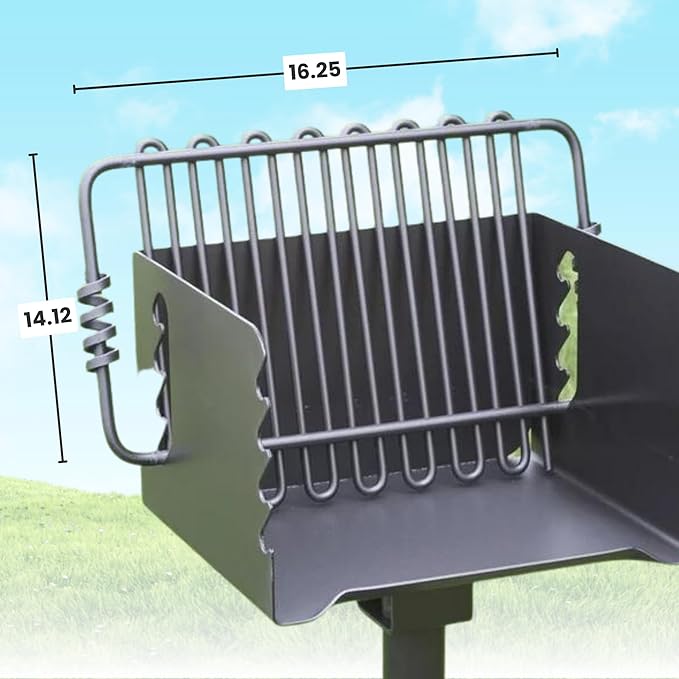 Pilot Rock 6 Pack Charcoal Grill, Park Style BBQ Camping Grill with Swivel, CBP-135