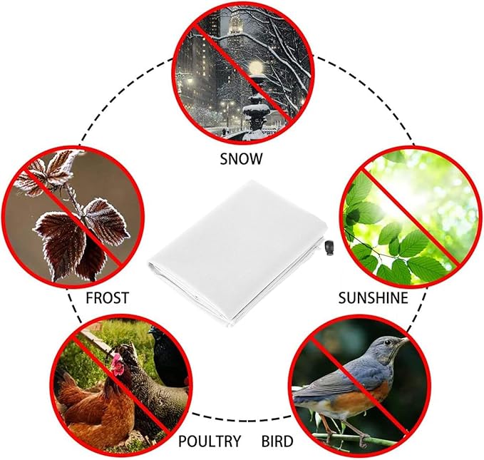 Homimp Plant Covers Freeze Protection, 4 Pack Frost Covers with Zipper Drawstring (31.5" x 47.3") Plant Protection Cover Bags for Outdoor Winter Frost Cold Weather Shrubs Trees Jacket Covers(White)