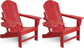 Adirondack Chair Set of 2, HDPE Folding Adirondack Chair with Multifunctional Cup Holder, Weather Resistant Fire Pit Chair for porches, patios, patios, poolsides, Decks.