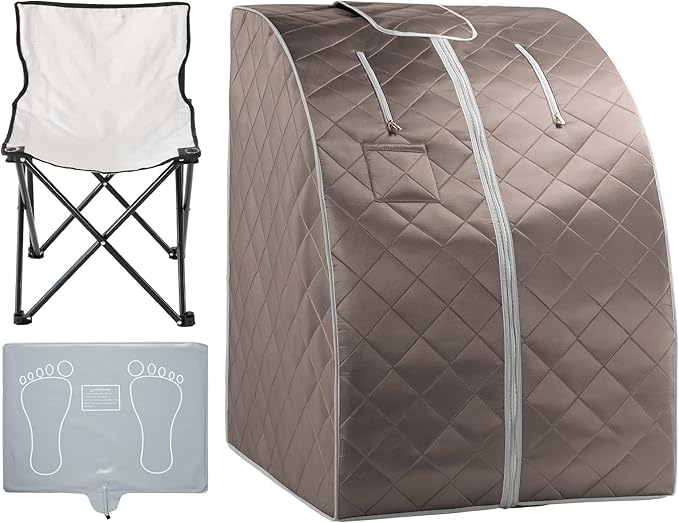 ZONEMEL Portable Far Infrared Sauna for Home, Personal Sauna for Relaxtion & Detox at Home, Full Body Sauna Tent with Heating Foot Pad, Folding Chair (L 27.6’’ x W 31.5’’ x H 37.8’’)