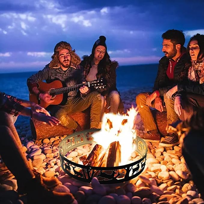 Fire Ring, Fire Pit Ring for Outdoors 36x9IN, Firewood Burning Ring for Patio Backyard, Openwork Fire Ring for Camping