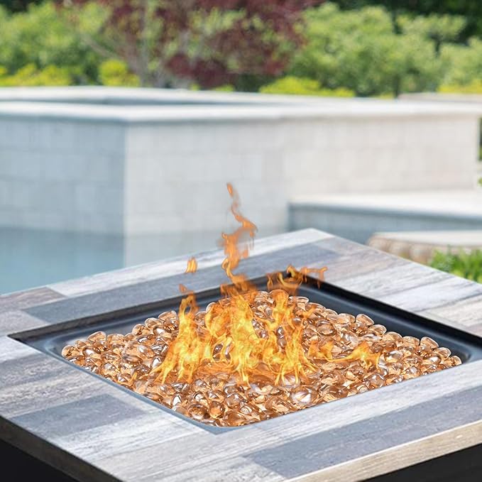 GasSaf Diamonds Fire Glass for Gas or Propane Fire Pit Fireplace & Landscaping 10-Pound 1 inch (Pink Luster)