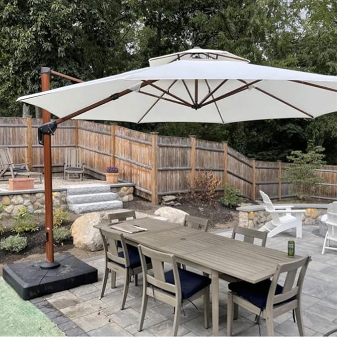 PURPLE LEAF 13ft Patio Umbrella Outdoor Round Umbrellas Large Cantilever Umbrella Windproof Offset Umbrellas Heavy Duty Sun Umbrella for Garden Deck Pool Patio, Cream