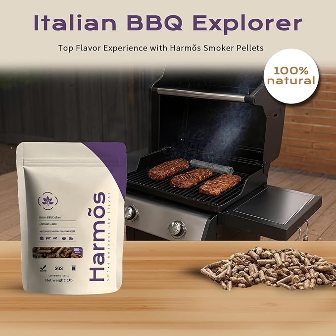 Harmos 4 Wood Pellets: Italian Flavor/Ninja BBQ, Hardwood Pellets for Smokers, 2 Sealed Packs