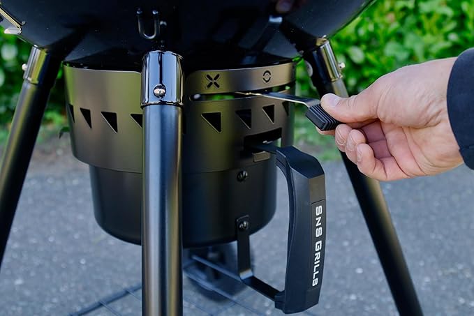 Slow 'N Sear SnS Grills Black Edition 22" Charcoal Kettle Grill, Porcelain Enamel, with Deluxe Insert and EasySpin Grate