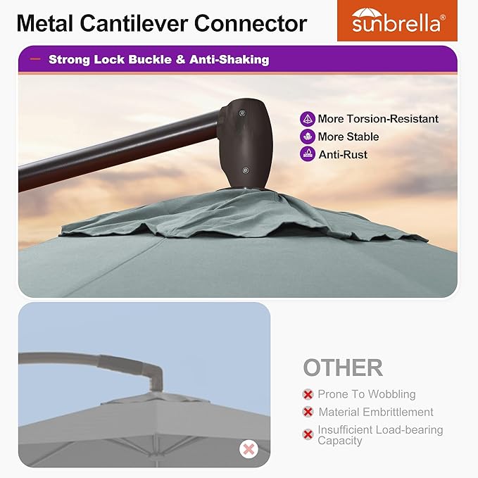PURPLE LEAF 10FT Cantilever Patio Umbrella with Base Included Round Umbrella with 360° Rotation Aluminum Outdoor Offset Hanging Umbrella for Patio Pool, Sprout Green