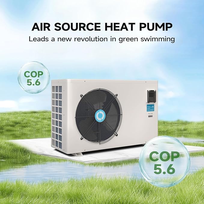 35,000 BTU Inverter Swimming Pool Heat Pump, Electric Pool Heater for Above Ground and Inground Pool, Heating and Cooling Pool Heater, 208~230V/60Hz