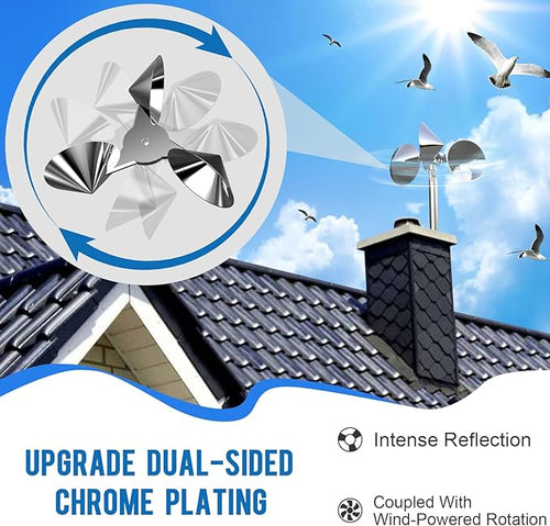 2 Pack Bird Reflectors Spinning Wind Powered，Bird Scare Reflective Device Keep Bird Pigeon Woodpeckers and Sparrows Away for Outdoor Patio, Yard, Garden, Rooftop and Vegetable Gardens