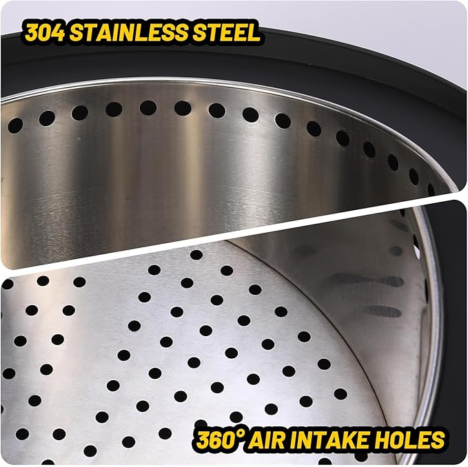26 Inch Smokeless Fire Pit, Large Outdoor Wood Burning Firepit with Removable Ash Pan & Waterproof Cover, Fire Poker, Lid, Portable Fire Pits for Outdoor Patio, Bonfire, Camping, Backyard