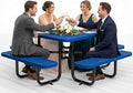 Metal Picnic Tables for Outdoors with Umbrella Hole - Coated Steel Heavy Duty Commercial Grade Furniture with Adjustable Seats (Blue, 46 in, Square, Punched Steel)
