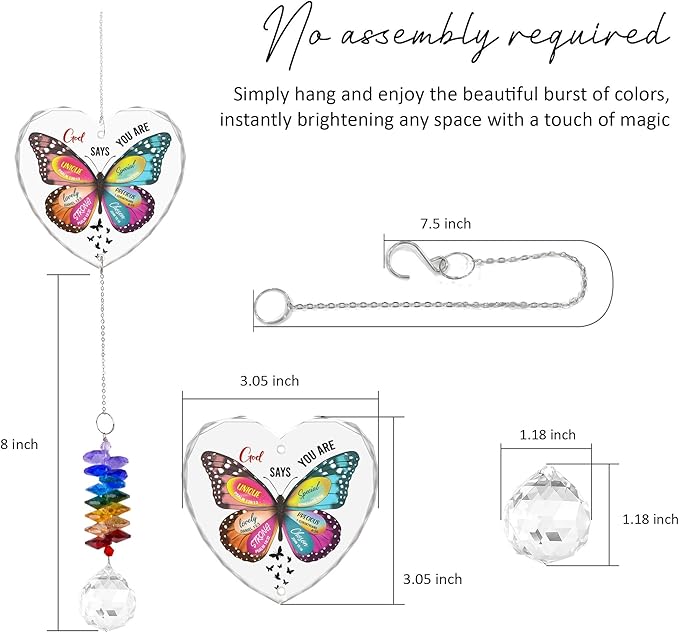 GIFTELIX Christmas Ornaments Appreciation Gift - Encouragement Butterfly Suncatcher - Inspirational Gifts for Friends Mom Sister, Girl Female Coworker Christian