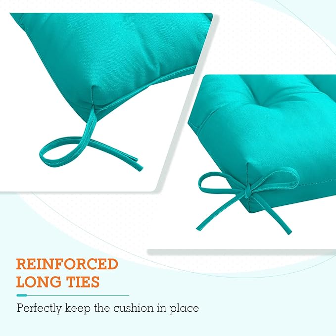 EAGLE PEAK Tufted Outdoor/Indoor High Back Patio Chair Cushions, Set of 4, 46'' x 22'', Blue