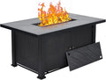52" Propane Fire Pit Table, 2-in-1 50,000 BTU Rectangular Outdoor Gas Firepit with Glass Guard, Tabletop Lid, Storage Space & Covers, Patio Heater for Backyard, Deck & Garden