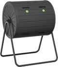 Dual Chamber Tumbling Composter 45 Gallon Large Outdoor Tumbling Composter Efficient Batch Composting Easy Turn Design (Black 45Gal)