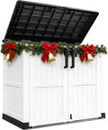 Horizontal Resin Storage Shed 36 Cu Ft with Lockable Doors, Portable Outdoor Storage Cabinet -Easy to Assemble,Sheds & Outdoor Storage, Waterproof Outdoor Storage Box for Backyards