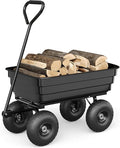 GarveeLife Poly Dump Cart - Heavy Duty 600 LBS Garden Cart with Quick-Release Dumping 10 in Tires, Utility Wagon for Yard Work, Landscaping, Gardening