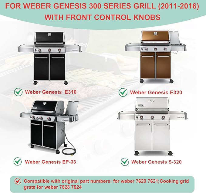 WEBROIL 7620 Flavorizer Bars & 7528 Grill Grates for Weber Genesis 300 SER Gas Grill, Grill Parts for Webber Genesis E-310 S-310 E-320 S-320 E-330 S-330 EP-310 CEP-310 CEP-320 EP-320 CEP-330 EP-330