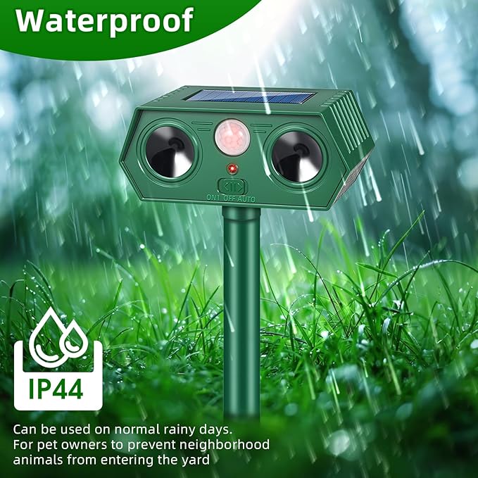 Ultrasonic Animal Repellent Outdoor, 4 Pack Solar Cat Repeller with Motion Sensor - Effective Raccoon, Squirrel, Rabbit, Dog, Skunk for Yard, Garden and Lawn