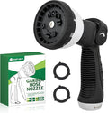 Yesker Garden Hose Nozzle Water Hose Sprayer Nozzle Adjustable 10 Spray Patterns Heavy Duty Metal Nozzles Thumb Control w Non-Slip Grip for Outdoor Watering Plants Lawn Washing Car Pets, Black