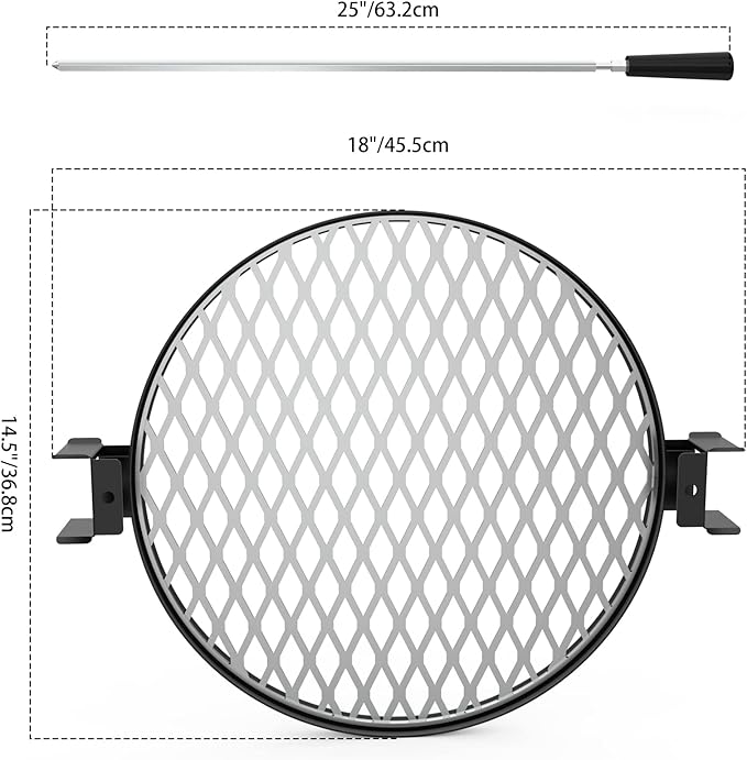 only fire Santa-Maria Style Rotisserie Rotating System for Solo Stove Ranger 15" Smokeless Fire Pit