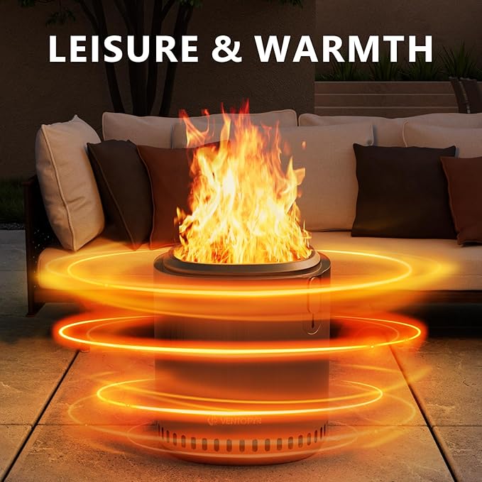 COSIEST 17" Outdoor Smokeless Fire Pit with Removable Ash Pan, Stainless Steel Wood Burning Fireplace, Portable Camping Firepit with Organizer Bag & Mat, Bonfire for Patio Party Yard Christmas