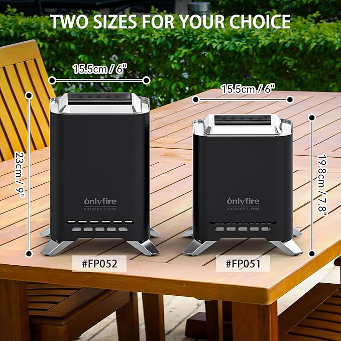 ONLYFIRE OUTDOOR LIVING 2-in-1 Smokeless Fire Pit with Pot Bracket & Carry Bag, Portable Camping Stove, Wood Burning Mini Tabletop Fireplace for Patio Backyard RV Tailgating, Black 9", #FP052