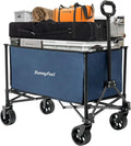 SUNNYFEEL Collapsible Wagon Cart with Wheels Foldable - 176lbs Standard Borderless Version Wagon Carts for Grocery Sports Garden Shopping Camping(Blue, 164L)