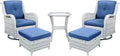 Belord Outdoor Swivel Rocker Furniture 5 Pieces Patio Wicker Furniture Sets, Rattan Patio Swivel Glider Chairs with 2 Ottoman and Glass Side Table