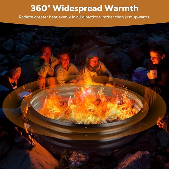 60 Inch Round Galvanized Fire Pit Ring, Round Galvanized Fire Ring, 5 Feet Diameter Round fire Pit, Outdoor fire Pit for Backyard, Camping, Bonfire, Black