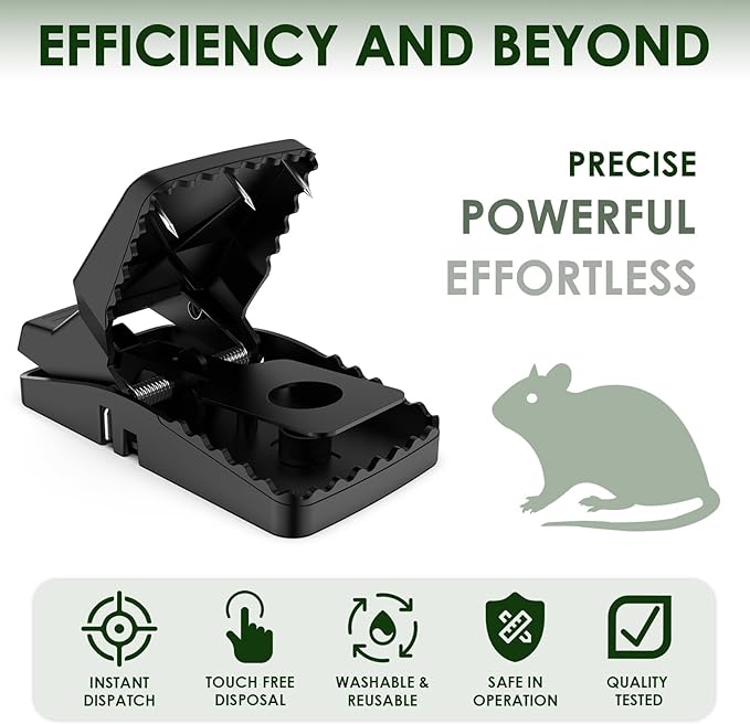 8-Pack Unstoppable Rat Trap with Steel Fangs, Stronger Large Mouse Snap Traps That Kill Instantly, Dispatch More Rodents Faster, Indoor & Outdoor Use and Reusable