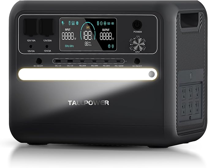 V2400 2400W Portable Power Station,2160Wh LiFePO4 UPS Battery,Surge 4800W Solar Generator with 6xAC 1100W Charging,Multiple DC/AC Outputs, QC 3.0, PD 100W Fast Charging, Digital Screen, Black