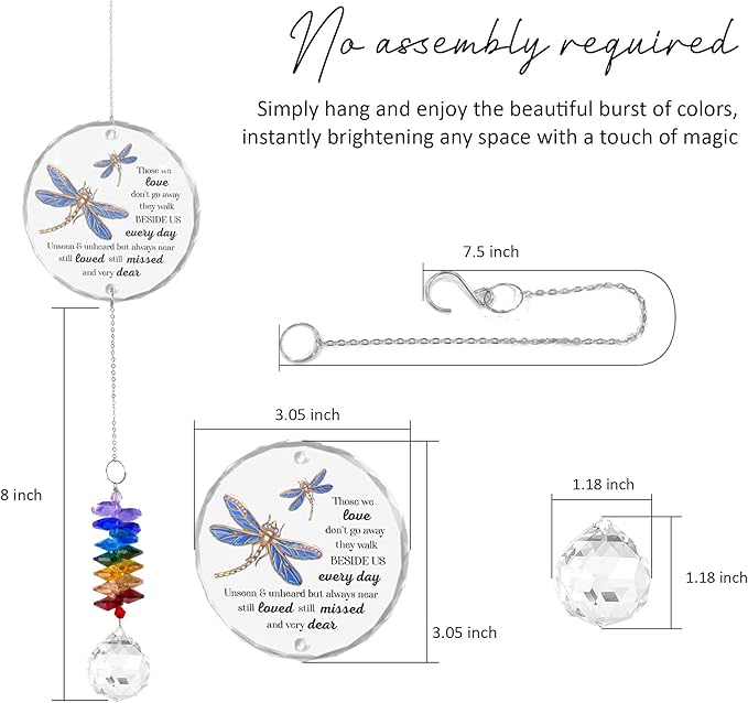 GIFTELIX Glass Suncatcher Ornament - Those we Love Don't go Away - Sympathy Gifts for Loss of Loved Ones - Bereavement Keepsake - Crystal Rainbow Maker - Hanging Crystal Decor - Daily Remembrance