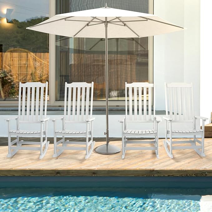 Outdoor Rocking Chairs Set of 2, Oversized All Weather High Back Porch Rocker, Patio Rockers for Outside
