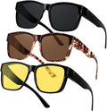 ANDWOOD Fit Over Glasses Polarized Sunglasses for Women Men Oversized Square Shades UV400 Protection