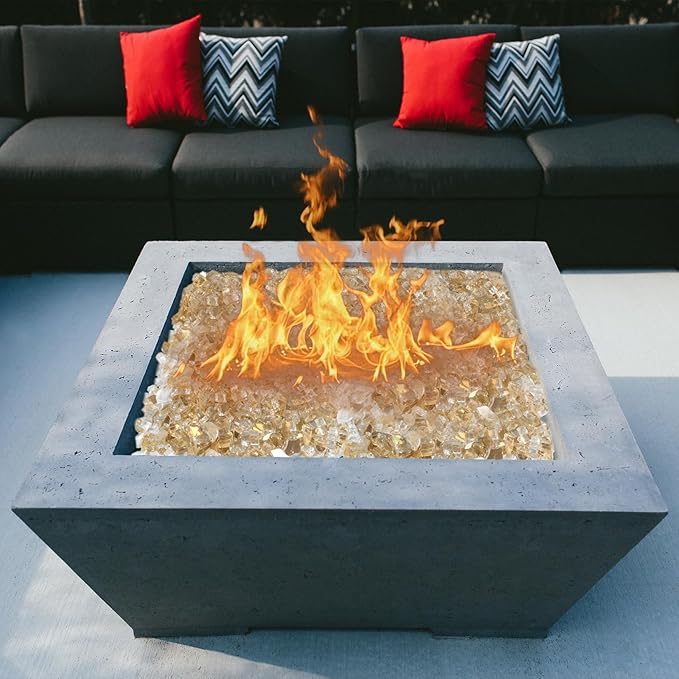 GasSaf 1/2 Inch Fire Glass Reflective Tempered Fireglass Cut Crushed FireGlass for Fire Pit, Fireplace, Replaces Existing Gas Logs & Lava Rocks (20 Pound)(Gold Reflective)