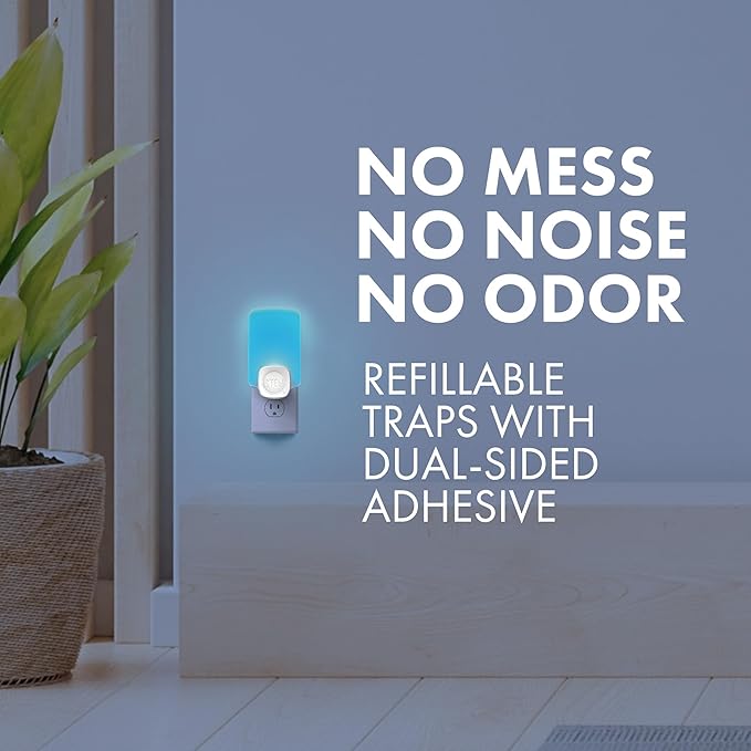 STEM Insect Trap - Indoor Fruit Fly & Gnat Pest Control for House, Home and Kitchen, Attracts & Traps Flying Bugs, Soft Blue Light - Includes 2 Plug-In Devices & 2 Cartridges