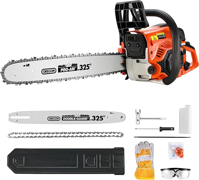 Gas Chainsaw Powered 45CC 18 16 Inch Chainsaw For Tree Trimming Wood Cutting 2.3 HP Handheld Chain Saw Gas With Automatic Oiler Birthday Gift For Husband Man Dad