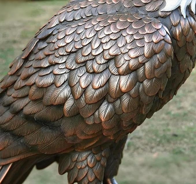 JEESGQT H:24.4 inch Bald Eagle Statue Outdoor, Large Realistic Eagle Sculpture for Garden Decor, Hand-Painted Resin Lawn Eagle Statue, Majestic Yard Art and Patio Decoration