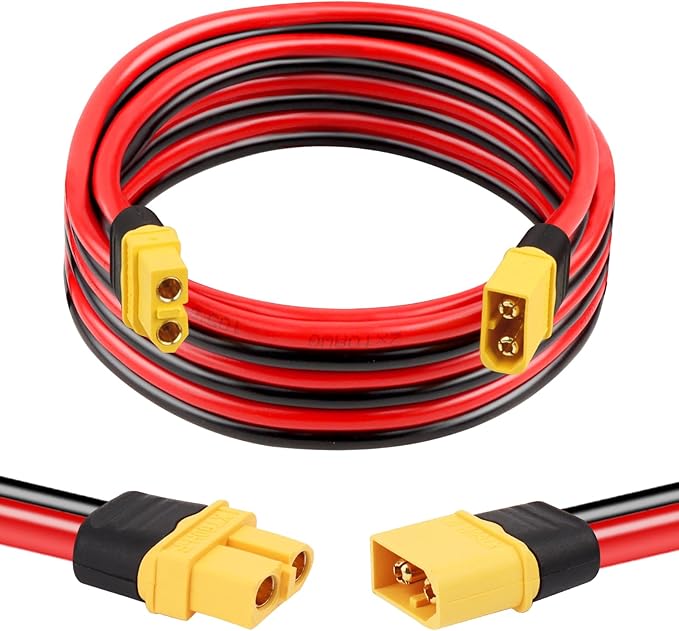 XT60 Extension Cable 10AWG 6FT XT60 to XT60 Cable with Male to Female Connector for Portable Power Station Solar Panel RC Battery