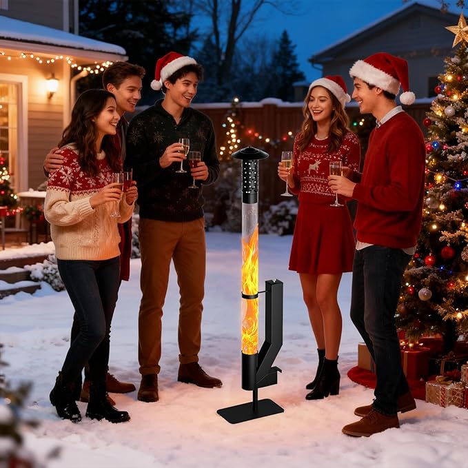 62 Inches Wood Pellet Heater - Patio Heater Wood Pellet Stove with Thickened Base - Smokeless Pellet Fire Pits for Outside - Patio Rocket Stove for Camping Garden Picnic