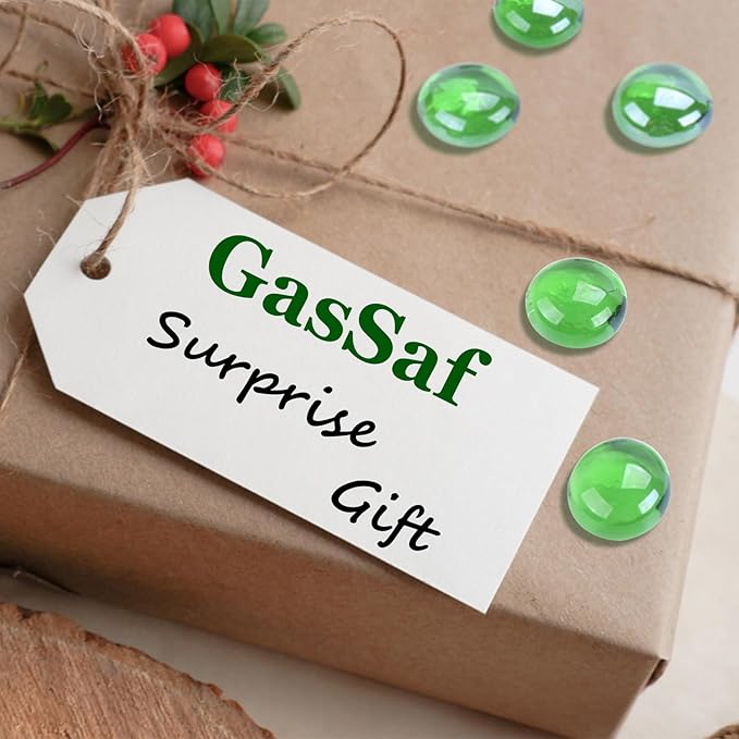 GasSaf Blue Fire Glass Beads for Outdoor Fire Pit, Fireplace, Replaces Existing Gas Logs & Lava Rocks, 3/4 Inch Glass(10 Pound)(Light Green)