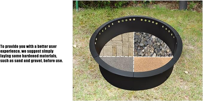 SoulMate Outdoor 35-Inch Outer/31-Inch Inner Fire Pit Ring Smokeless,Duty Solid Metal Steel Round Firepit Rim Insert for DIY Fire Pits, Outdoor Above or In-Ground, Camping Garden Patio Backyard.