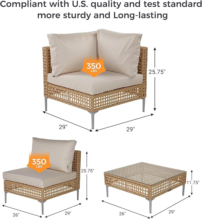 Grand patio 14-Piece Patio Furniture Set with 47" Fire Pit Table, Outdoor Conversation Set & 50,000 BTU 47 Inch Rectangle Propane Fire Pit & Storage Box with Water Resistant Thick Cushions, Cream