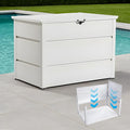 Quictent Deck Box outdoor 150 Gallon, Easy Assemble Metal Storage Box,Lockable Waterproof Weather-Resistant storage cabinet for Patio Furniture Cushions, Throw Pillows, Garden Tools and Pool Toy,White