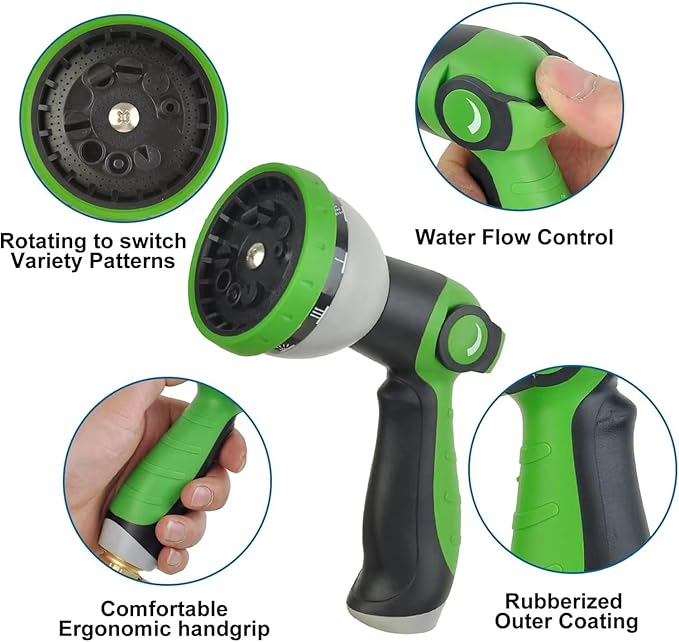 150Ft Metal Garden Hose durable stainless steel Water Hose, flexible, lightweight hose is resistant to kinks and tangles.With 10-way nozzle, strong 3/4” metal fittings, and a Stop Valve.