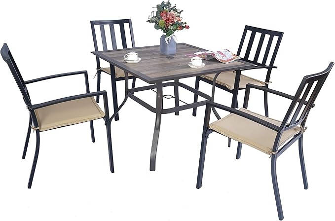 Kozyard Coolmen Outdoor Patio Dining Furniture Chair and Table Sets (2-Pack Wrought Iron Chairs) (Black)