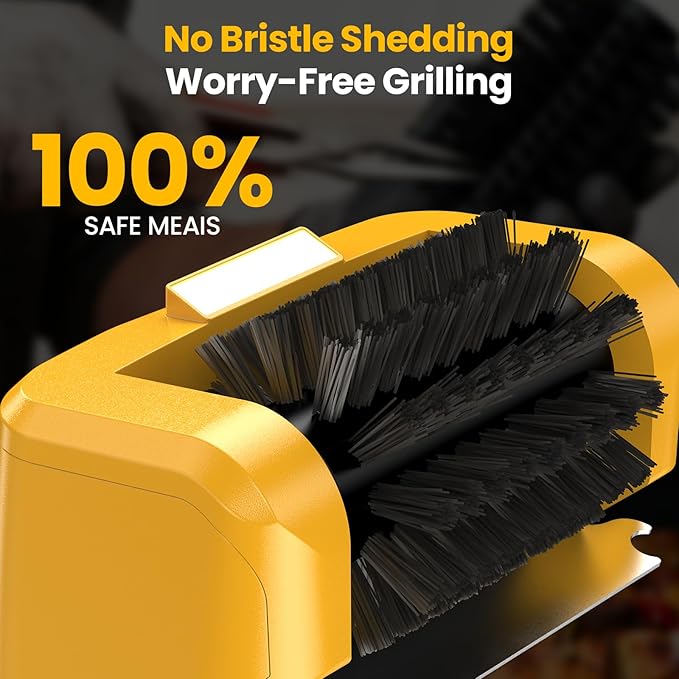 AUXCO Grill Brush - 4000mAh Electric Grill Brush for Outdoor Grill with Dual-Speed Motor, No Bristle Shedding BBQ Brush Cleaner, Dishwasher-Safe, 90 Mins Working Time with LED Light, As a Ideal Gift