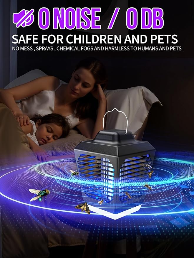 Bug Zapper, Mosquito Zapper with LED Light, Bug Zapper Outdoor, Electric Fly Zapper, Mosquito Killer, Fly Traps, Flying Insects Zapper Indoor Outdoor