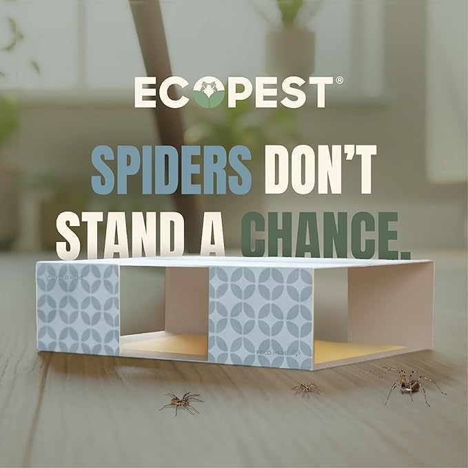 Spider Trap – 12 Pack | Sticky Indoor Glue Traps for Spiders and Other Bugs and Crawling Insects | Adhesive Spider Bait Trap, Monitor, Killer and Detector for Pest Control