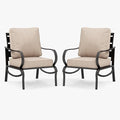 PHI VILLA Patio Furniture Conversation Set for 2, Deluxe Outdoor Patio Set with 2 Stable Padded Sofa Chair